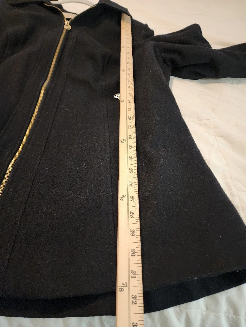 Michael Kors Black Zip-Front Wool Blend Peacoat Gold Hardware 20W ExcCond Warm